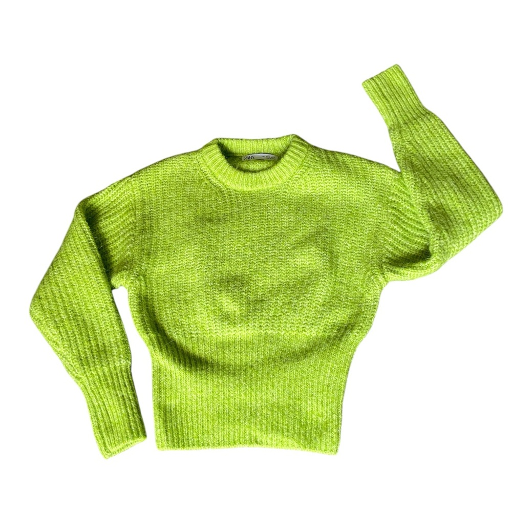 Lime Green Women's Sweater size S like new ZARA